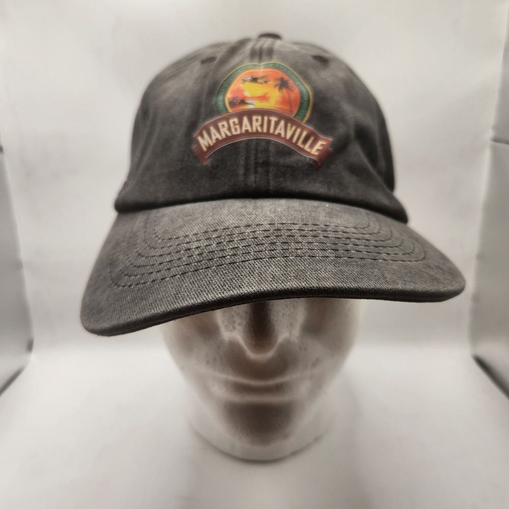 Margaritaville Mens Washed Black Graphic Logo Dad Hat Adjustable Strapback Cap